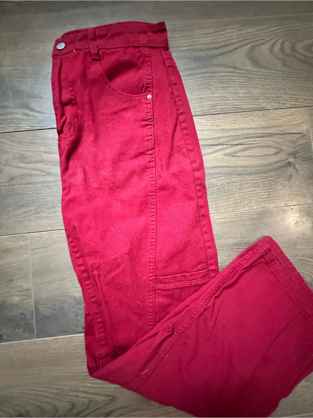 Classic High-Waist Women's Cargo Pants in Red